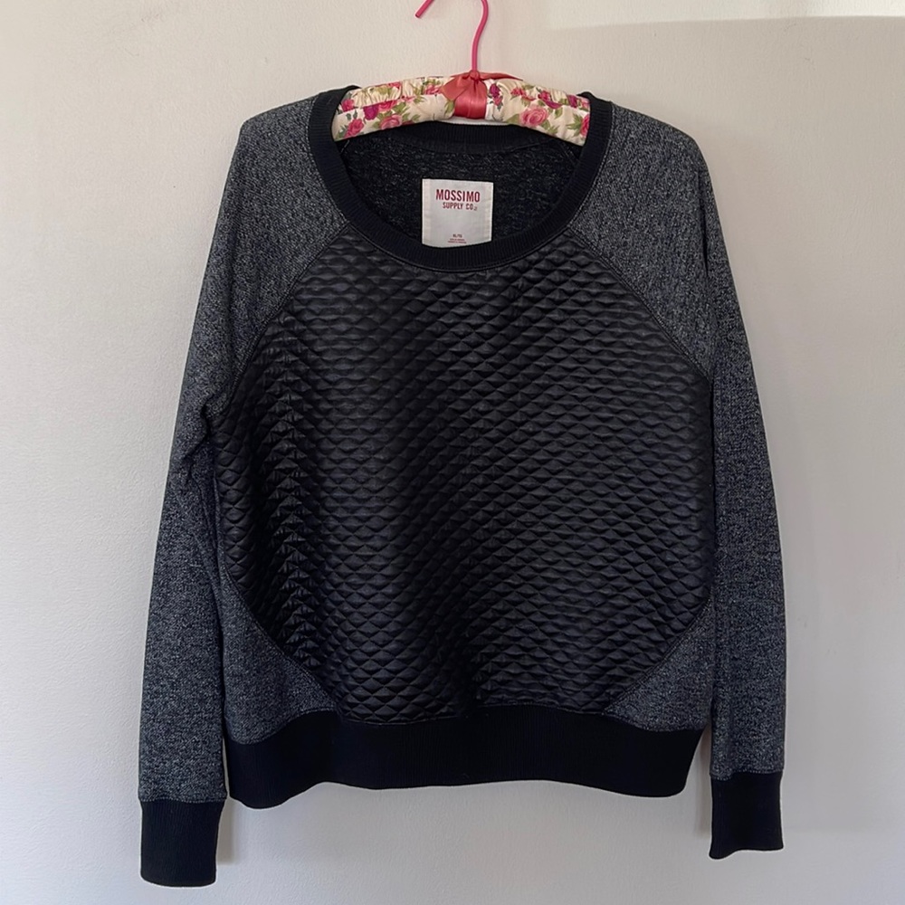 Mossimo Top Pullover Quilted Black Moto Vibe XL EXCELLENT CONDITION